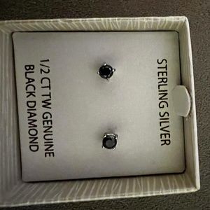 Sterling Silver Black Diamond Earrings